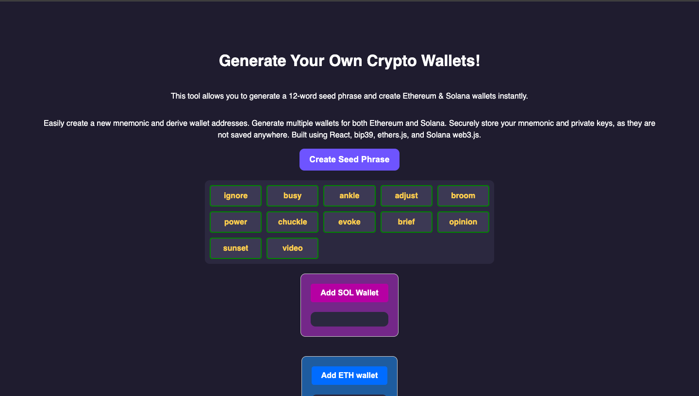 Crypto Wallet Generator